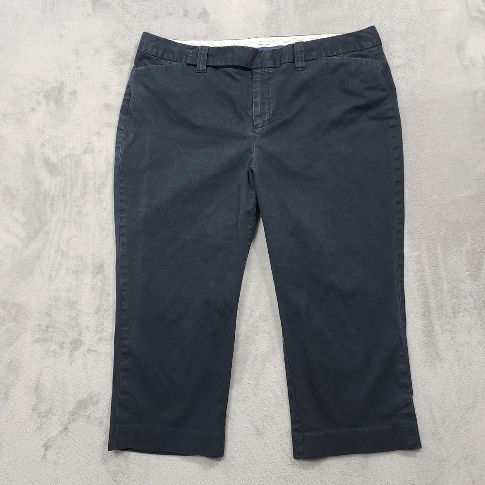 Vintage Gap Pants Womens 16 Blue Twill Capri Chino Stretch Pockets Classic Fit